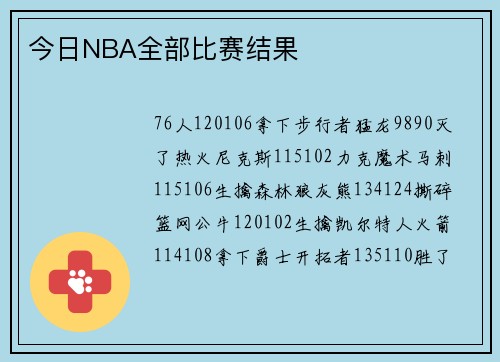 今日NBA全部比赛结果